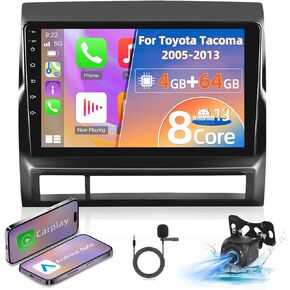 [4G+64G 8-Core] for Toyota Tacoma 2005-2013 Stereo - Wireless Carplay & Android Auto - 9 inch IPS Touchscreen Android 13 Radio - DSP/32EQ/59 UI Themes/WiFi/Customize Homepage + AHD Backup Camera