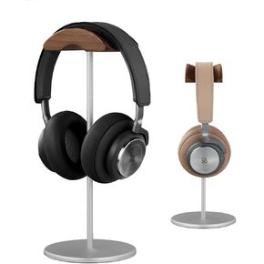 Micool Headphone Stand, Aluminium and Wood Gaming Headset Stand Holder Headphones with Stable Heavy Base, Headphone Holder for Desk