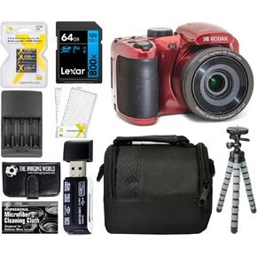 كاميرا KODAK PIXPRO Red AZ255 16MP رقمية 25X زووم بصري 24 مم عدسة زاوية واسعة تثبيت الصورة البصرية 1080P Full HD Video 3 بوصة LCD كاميرا تسجيل فيديو + بطاقة 64 جيجابايت + حافظة + حامل ثلاثي + حزمة in Kuwait