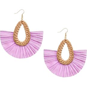 بيان الرافية شرابة الأقراط بوهو الصيف الشاطئ الأقراط خفيفة الوزن القش الخوص تتدلى انخفاض الأقراط العصرية الروطان هامش مجوهرات للنساء الفتيات in Kuwait