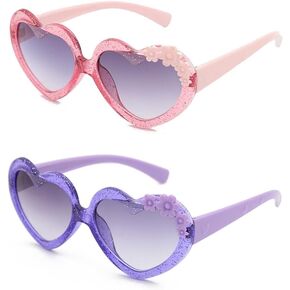 Kids Heart Sunglasses UV 400 Protection Cute Sunglasses for Girls Boys Age 3-10 Eyewear Beach Holiday