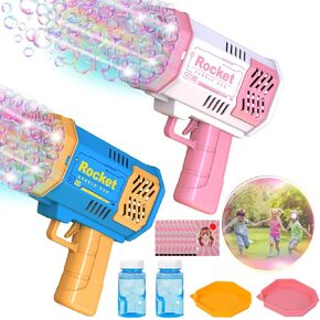 Bubble Machine Gun, Bubble Gun Blaster, Bubble Blaster, Bazooka Bubble Gun Light Up LED Bubble Blaster for Kids Birthday Party, Rechargeable Battery, (69 Holes Large)