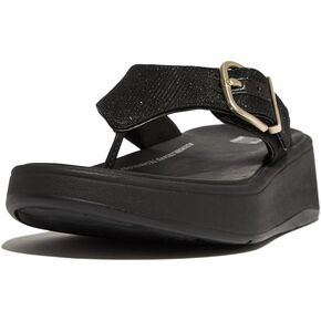 FitFlop Women's F-Mode Buckle Shimmerlux Flatform Two-bar Slides Wedge Sandal