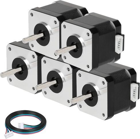 5pcs Nema 17 Stepper Motor 48MM Bipolar 2 A 48Ncm (67.97oz.in) 42 Motor 2 Phase Stepper Motor 1.8 Degree 4-Lead with 1m Cable and Connector for DIY CNC 3D Printer, 1.65x1.65x1.89inch in Saudi Arabia