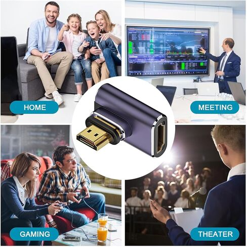 محول مغناطيسي AreMe 8K HDMI 2.1 للزاوية اليمنى (عبوة من قطعتين)، يسار ويمين 90 درجة و270 درجة HDMI ذكر إلى HDMI أنثى موصل موسع من سبائك الألومنيوم in Kuwait