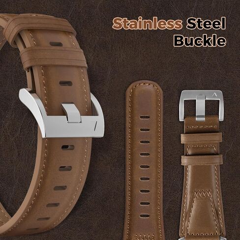 Genuine Leather Band Compatible with Apple Watch Ultra 2/Ultra Band 49mm 46mm 45mm 44mm 42mm for Men, Real Leather Strap with Metal Connectors for iWatch Ultra Series 10 SE 9 8 7 6 5 4 3 in Saudi Arabia