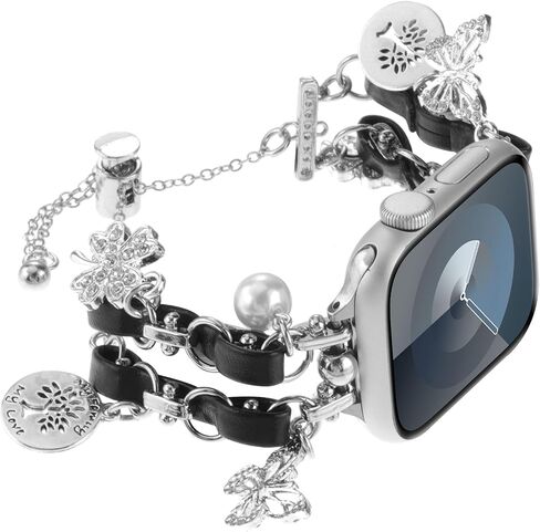 WONMILLE Bracelet Compatible with Apple Watch Band 38mm 40mm 41mm 42mm 44mm 45mm 49mm, Feminine Cute Pendants Dressy iWatch Series 9 8 7 6 5 4 3 2 1 SE Metal Chain Charms for Women in Saudi Arabia