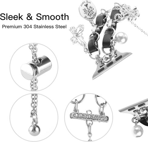WONMILLE Bracelet Compatible with Apple Watch Band 38mm 40mm 41mm 42mm 44mm 45mm 49mm, Feminine Cute Pendants Dressy iWatch Series 9 8 7 6 5 4 3 2 1 SE Metal Chain Charms for Women in Saudi Arabia
