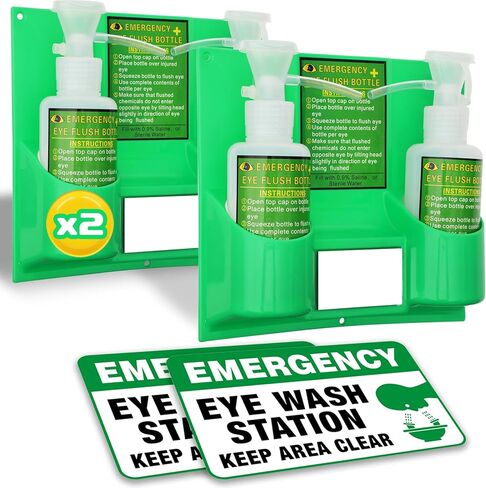 17oz*2 Portable Eye Wash Station OSHA-Approved,BPA Free, with Emergency Sign and Mirror, Emergency Eye Wash Units Wall-Mounted,First aid Eye wash kit, No Eye Wash Solution in Saudi Arabia
