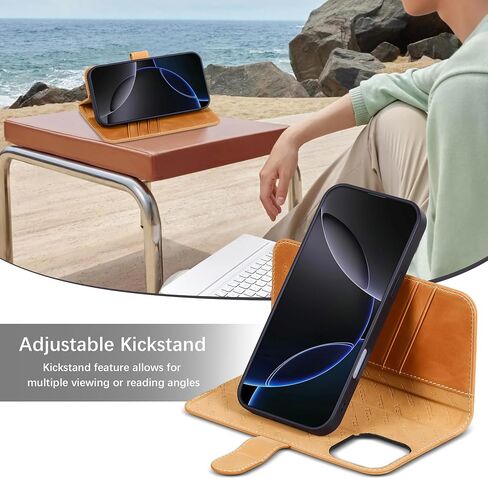 حافظة محفظة جلدية VISOUL لهاتف iPhone 16 Pro Max، محفظة جلدية أصلية غطاء هاتف مغناطيسي قابل للطي مع حامل بطاقات ومسند مقاوم للصدمات مصمم لهاتف iPhone 16 Pro Max 6.9 بوصة - أسود in Saudi Arabia
