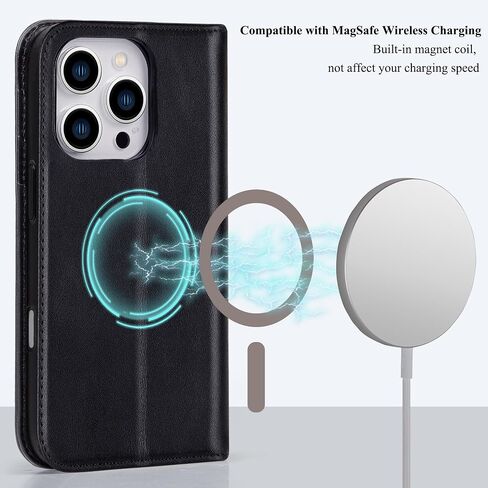 حافظة محفظة جلدية VISOUL لهاتف iPhone 16 Pro Max، محفظة جلدية أصلية غطاء هاتف مغناطيسي قابل للطي مع حامل بطاقات ومسند مقاوم للصدمات مصمم لهاتف iPhone 16 Pro Max 6.9 بوصة - أسود in Saudi Arabia