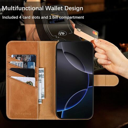 حافظة محفظة جلدية VISOUL لهاتف iPhone 16 Pro Max، محفظة جلدية أصلية غطاء هاتف مغناطيسي قابل للطي مع حامل بطاقات ومسند مقاوم للصدمات مصمم لهاتف iPhone 16 Pro Max 6.9 بوصة - أسود in Saudi Arabia