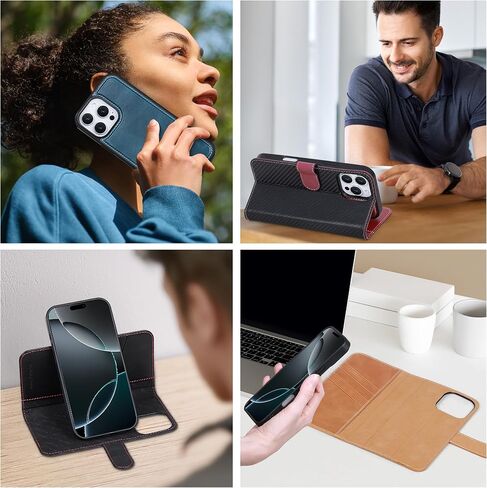 حافظة محفظة جلدية VISOUL لهاتف iPhone 16 Pro Max، محفظة جلدية أصلية غطاء هاتف مغناطيسي قابل للطي مع حامل بطاقات ومسند مقاوم للصدمات مصمم لهاتف iPhone 16 Pro Max 6.9 بوصة - أسود in Saudi Arabia