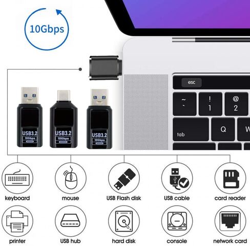 CY Adaptor 3pcs/lot Type-C Smart LED Display USB-C to USB3.2 Type-A Adapter 10Gbps Data Current Voltage Fast Charging Monitoring Display Tester Detector in Saudi Arabia