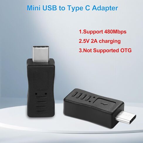 Mini USB to Type C Adapter USB 2.0 Type C Male to Mini USB 5-Pin Female Adapter 480Mbps Data Mini USB 5-Pin to USB C Convert Connector for Laptop Digital Camera MP3 Player GPS 5Pcs in Kuwait