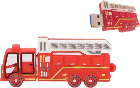 محرك فلاش USB 3.0 سعة 128 جيجابايت، محرك أقراص فلاش كرتوني مبتكر قوي لشاحنة الإطفاء، عصا ذاكرة من مطاط السيليكون، 128 جيجابايت-firetruck3.0 in Kuwait