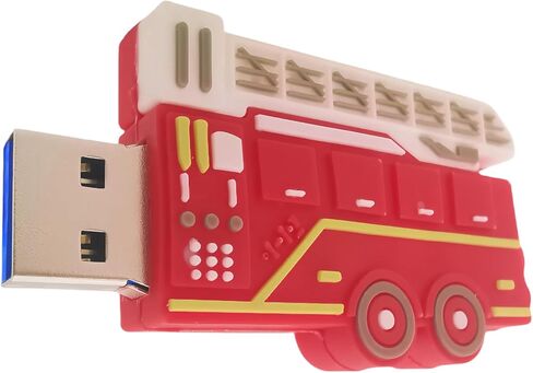 محرك فلاش USB 3.0 سعة 128 جيجابايت، محرك أقراص فلاش كرتوني مبتكر قوي لشاحنة الإطفاء، عصا ذاكرة من مطاط السيليكون، 128 جيجابايت-firetruck3.0 in Kuwait