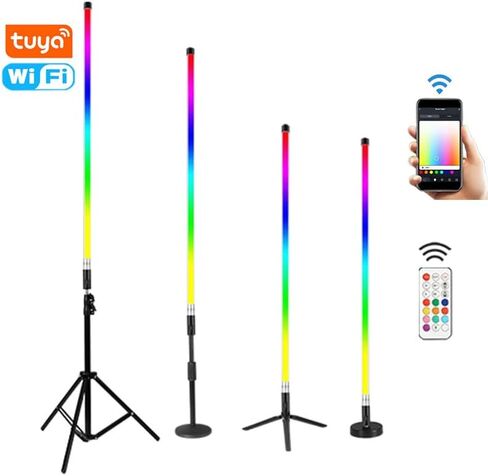 4-Pack GamerDens 360 RGB LED 4ft Tube Light Wireless Smart WiFi Rechargeable for Photo Video Studio Gaming Streaming Decor with Music Sync (Black) in Saudi Arabia