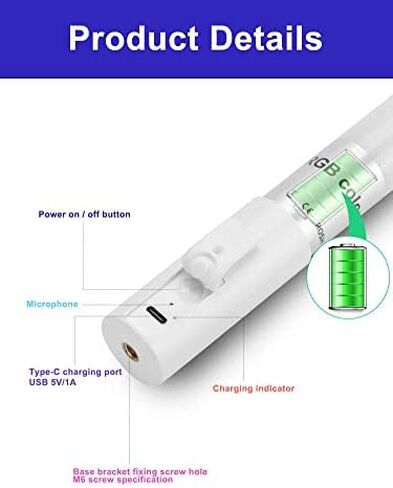4-Pack GamerDens 360 RGB LED 4ft Tube Light Wireless Smart WiFi Rechargeable for Photo Video Studio Gaming Streaming Decor with Music Sync (Black) in Saudi Arabia