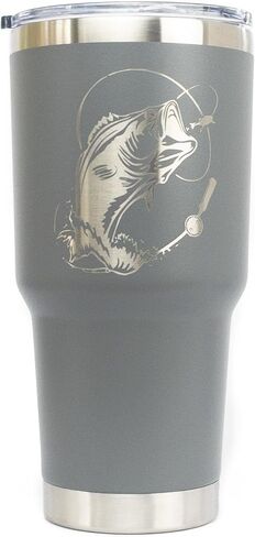 Bass Fishing Travel Mug for Men, Fathers Day Gifts for Men, Coffee Stainless Steel 20oz, Stainless Steel Tumbler with Lid in Saudi Arabia