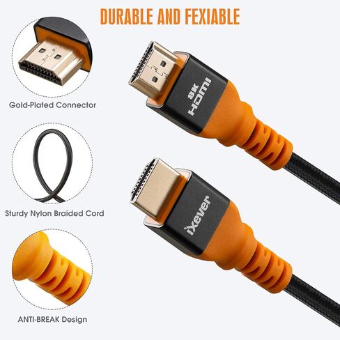 8K HDMI Cable [16FT], HDMI 2.1 Cord 48Gbps Compatible with Apple TV, Roku,Samsung QLED, Monitor, Projector in Saudi Arabia