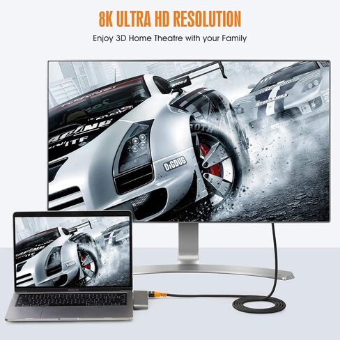 8K HDMI Cable [16FT], HDMI 2.1 Cord 48Gbps Compatible with Apple TV, Roku,Samsung QLED, Monitor, Projector in Saudi Arabia