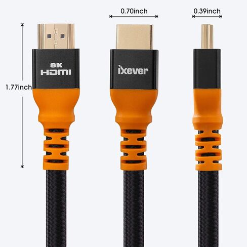 8K HDMI Cable [16FT], HDMI 2.1 Cord 48Gbps Compatible with Apple TV, Roku,Samsung QLED, Monitor, Projector in Saudi Arabia