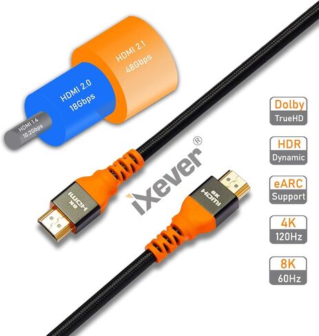 8K HDMI Cable [16FT], HDMI 2.1 Cord 48Gbps Compatible with Apple TV, Roku,Samsung QLED, Monitor, Projector in Saudi Arabia