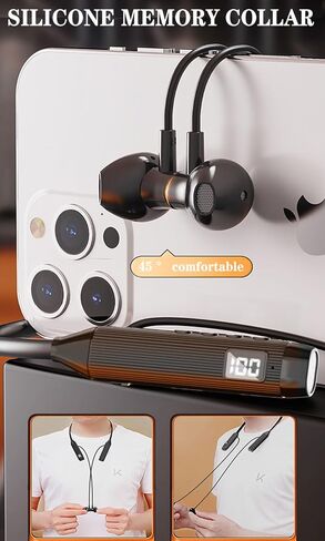 سماعات بلوتوث، سماعات رأس لاسلكية مع وقت تشغيل يصل إلى 25 ساعة، سماعات أذن لاسلكية بلوتوث 5.3 عالية الدقة وعزل صوت ستيريو عميق IPX4، سماعات مقاومة للماء للتمرين والجري والرياضة، أندرويد، iOS in Kuwait