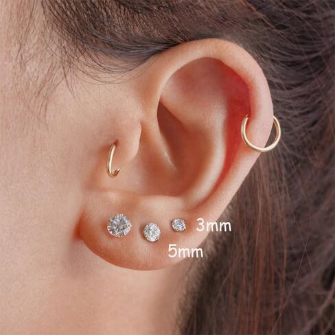 Smilebelle 2 Pairs Titanium Screw Back Earrings, Black Mens Stud Earrings Hypoallergenic Titanium Flat Back Earrings for Women 6mm Rainbow Cubic Zirconia Studs Cartilage Piercing Twist Grad Jewelry in Saudi Arabia