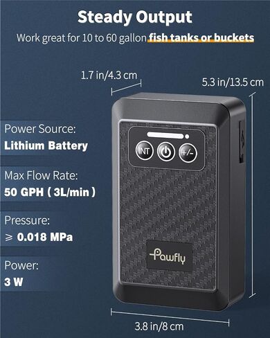 Pawfly Ultra Quiet Live Bait Aerator USB Rechargeable Battery Air Pump for 5-20 Gallon Bait Bucket 25 GPH Portable Battery Powered Oxygen Pump for Outdoor Fishing Power Outage and Fish Transportation in Saudi Arabia