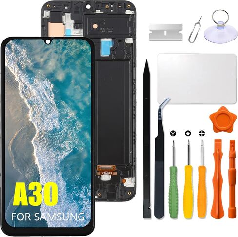 بديل لشاشة LCD Samsung Galaxy A30 مع إطار INCELL لهاتف Samsung A305 A305F A305G A305YN A305N A305GT مجموعة محول رقمي لشاشة تعمل باللمس شاشة LCD مع طقم إصلاح (بدون وظيفة بصمة الإصبع) in Saudi Arabia