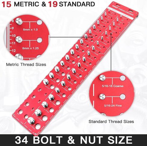 Nut and Bolt Thread Checker 44 PCS Nut and Bolt Size Gauge 23 Inch & 21 Metric Individually Assembled Thread Gauge Portable Bolt and Nut Identifier Gauge Box in Saudi Arabia