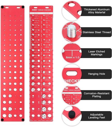 Nut and Bolt Thread Checker 44 PCS Nut and Bolt Size Gauge 23 Inch & 21 Metric Individually Assembled Thread Gauge Portable Bolt and Nut Identifier Gauge Box in Saudi Arabia