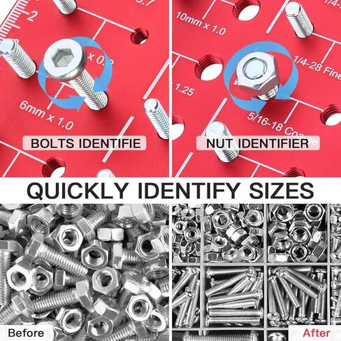Nut and Bolt Thread Checker 44 PCS Nut and Bolt Size Gauge 23 Inch & 21 Metric Individually Assembled Thread Gauge Portable Bolt and Nut Identifier Gauge Box in Saudi Arabia