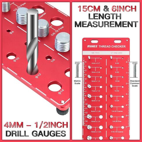 Nut and Bolt Thread Checker 44 PCS Nut and Bolt Size Gauge 23 Inch & 21 Metric Individually Assembled Thread Gauge Portable Bolt and Nut Identifier Gauge Box in Saudi Arabia