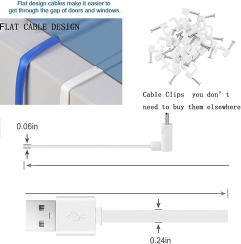 2 Pack 40FT Power Extension Cable Compatible with WYZE Cam Pan V3, 90 Degree L-Shaped Flat Micro USB Extension Charging Cord for WYZE Cam Pan V3 (White) in Saudi Arabia