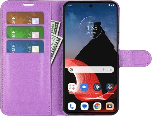 حافظة قلابة لهاتف Motorola ThinkPhone Wallet من جلد البولي يوريثان حافظة حماية مغناطيسية للهاتف المحمول لهاتف Moto Think Phone 5G Folio Book Cover مع حامل (أرجواني) in Kuwait