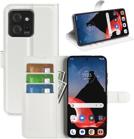 حافظة قلابة لهاتف Motorola ThinkPhone Wallet من جلد البولي يوريثان حافظة حماية مغناطيسية للهاتف المحمول لهاتف Moto Think Phone 5G Folio Book Cover مع حامل (أرجواني) in Kuwait