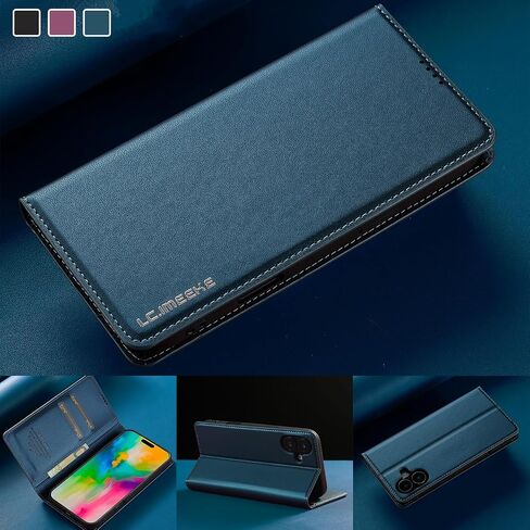 Kowauri Case for iPhone 16 Plus, PU Leather Wallet Flip Case for Women Men with Card Holder Kickstand Magnetic Closure Shockproof Protective Phone Cover for iPhone 16 Plus 6.7 inch (Blue) in Saudi Arabia