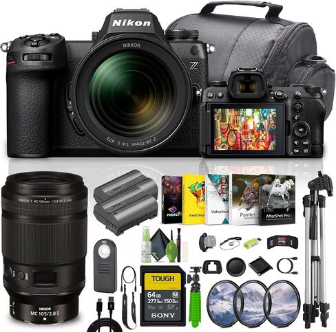 Nikon Z6III Mirrorless Camera with 24-70mm f/4 S Lens Bundle Kit with NIKKOR Z MC 105mm f/2.8 VR S Macro Lens + 64GB UHS-II SDXC Memory Card + Cleaning Kit + Camara Bag + Accessories (Renewed) in Saudi Arabia