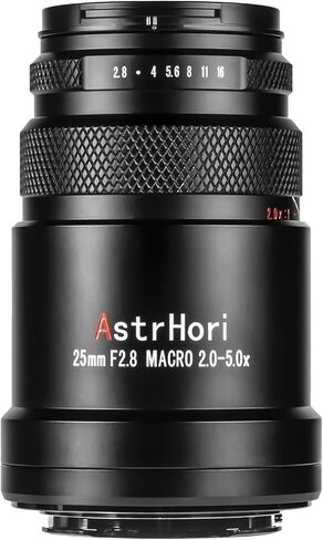 عدسة AstrHori 25 مم F2.8 2-5X Ultra Macro، متوافقة مع كاميرات Fuji X-Mount عديمة المرآة X-E3 X-E4 X-H1 X-H2 X-H2S X-Pro2 X-Pro3 X-S10 X-T1 X-T1 الأشعة تحت الحمراء X-T10 X T100 X-T2 X-T200 X-T30 II in Kuwait