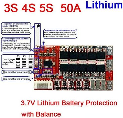 5S 50A ث / التوازن 3.7V 18650 خلية بطارية ليثيوم PCB BMS لوح حماية in Saudi Arabia