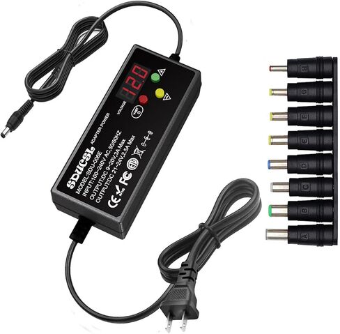 Universal AC/DC Power Supply, 5-24V 60W Universal Power Adapter with 8 Tips,100-240V AC to DC 5V 9V 12V 15V 18V 20V 21V 24V 3A Max,Switching Power Supply Transformer, Universal Charger for All Devices in Saudi Arabia