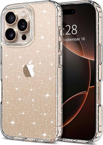 حافظة Hython لهاتف iPhone 16 Pro Max لامعة، غطاء لطيف لامع وشفاف لامع، مضاد للخدش ناعم من البولي يوريثان اللدن بالحرارة ومقاوم للصدمات للنساء والفتيات، لمعان شفاف in Kuwait