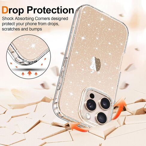 حافظة Hython لهاتف iPhone 16 Pro Max لامعة، غطاء لطيف لامع وشفاف لامع، مضاد للخدش ناعم من البولي يوريثان اللدن بالحرارة ومقاوم للصدمات للنساء والفتيات، لمعان شفاف in Kuwait