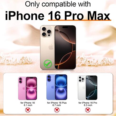 حافظة Hython لهاتف iPhone 16 Pro Max لامعة، غطاء لطيف لامع وشفاف لامع، مضاد للخدش ناعم من البولي يوريثان اللدن بالحرارة ومقاوم للصدمات للنساء والفتيات، لمعان شفاف in Kuwait