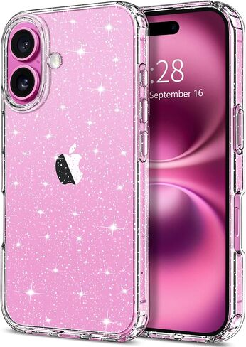 حافظة Hython لهاتف iPhone 16 Pro Max لامعة، غطاء لطيف لامع وشفاف لامع، مضاد للخدش ناعم من البولي يوريثان اللدن بالحرارة ومقاوم للصدمات للنساء والفتيات، لمعان شفاف in Kuwait
