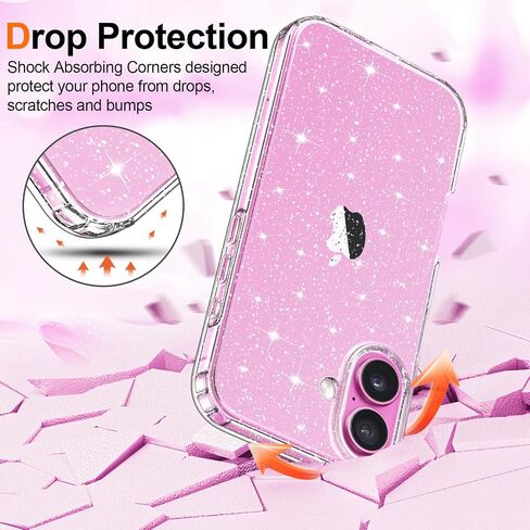 حافظة Hython لهاتف iPhone 16 Pro Max لامعة، غطاء لطيف لامع وشفاف لامع، مضاد للخدش ناعم من البولي يوريثان اللدن بالحرارة ومقاوم للصدمات للنساء والفتيات، لمعان شفاف in Kuwait