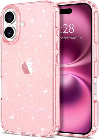 حافظة Hython لهاتف iPhone 16 Pro Max لامعة، غطاء لطيف لامع وشفاف لامع، مضاد للخدش ناعم من البولي يوريثان اللدن بالحرارة ومقاوم للصدمات للنساء والفتيات، لمعان شفاف in Kuwait